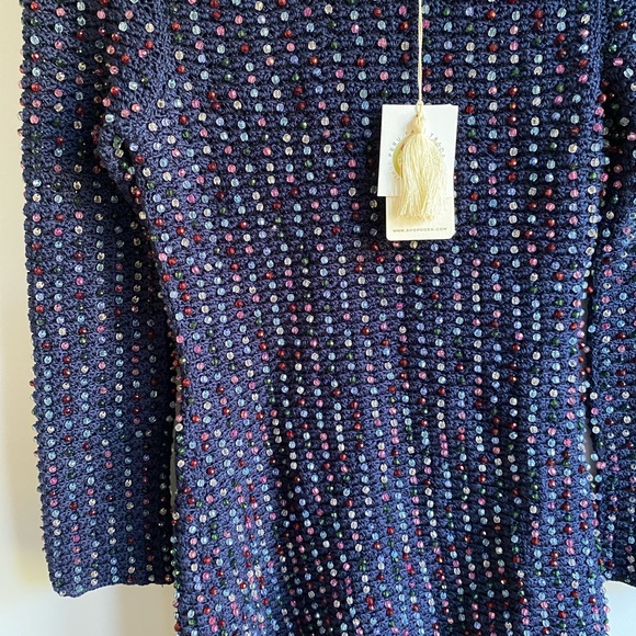 Doen Solandis Navy cotton beaded mini dress size small - Picture 3 of 8